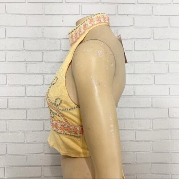 Free People Yellow Embroidered Crop Top - Picture 4 of 14